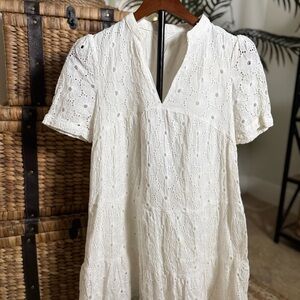Elegant White Eyelet Dress